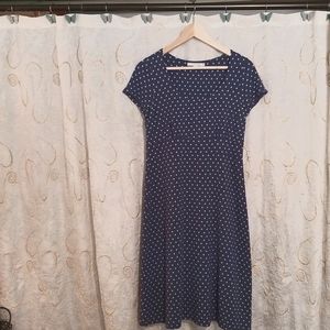 Boden Blue and Cream Polka Dot Dress Size 8